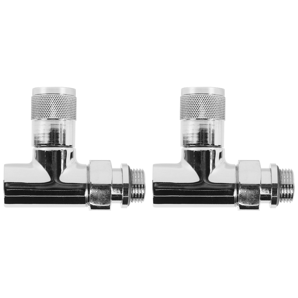 Набор дизайн-вентелей Royal Thermo Piano, хром, прямой, 1/2