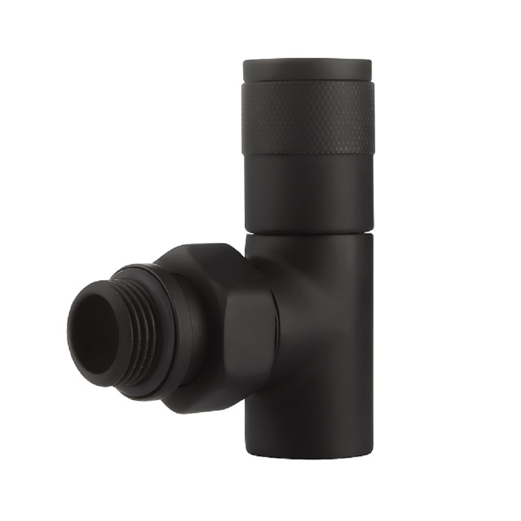 Набор дизайн-вентелей Royal Thermo Piano, черный, угловой, 1/2