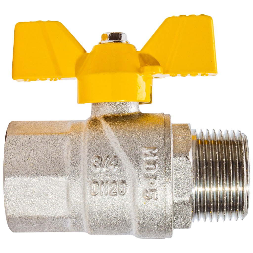 Кран газовый TIM, шаровый, 3/4'' г-ш, бабочка