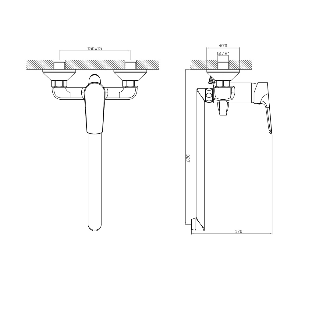 Смеситель для ванны Mixline ML14-02, хром