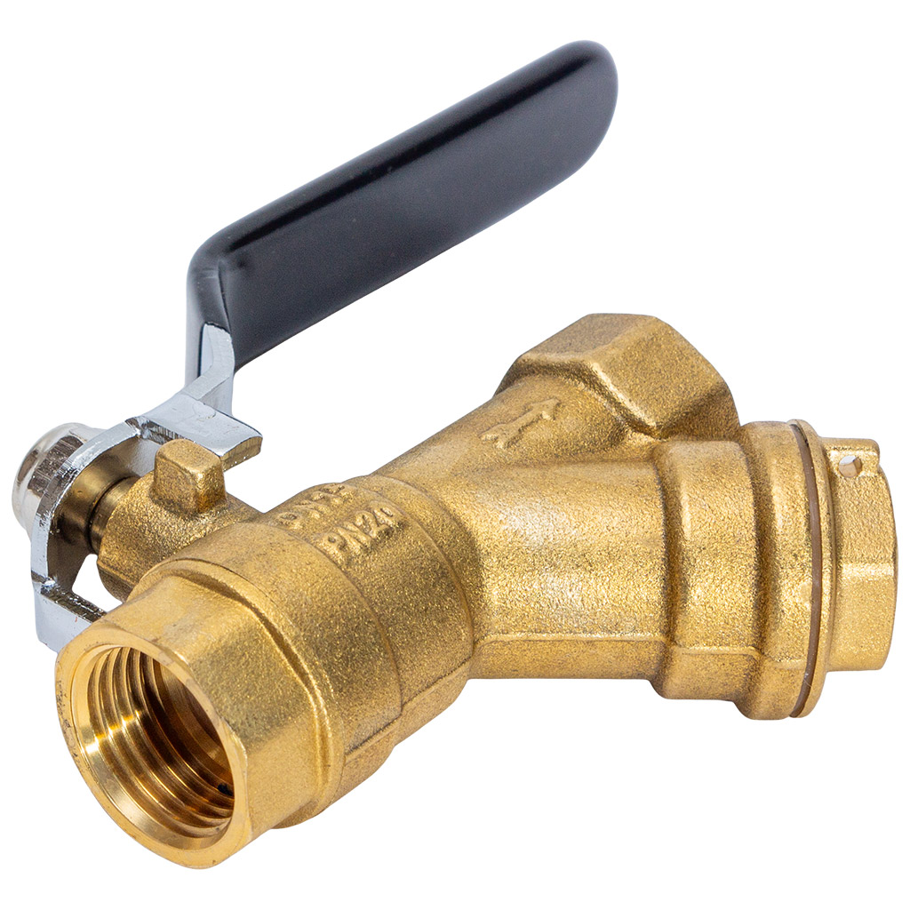 Кран шаровый с фильтром для воды TIM, 1/2" г-г, рычаг