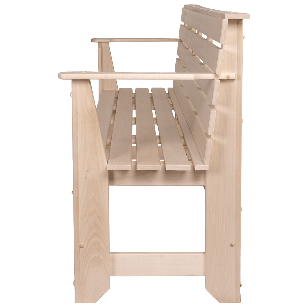 Скамья с подлокотниками, липа, 1600мм х 870мм х 550мм