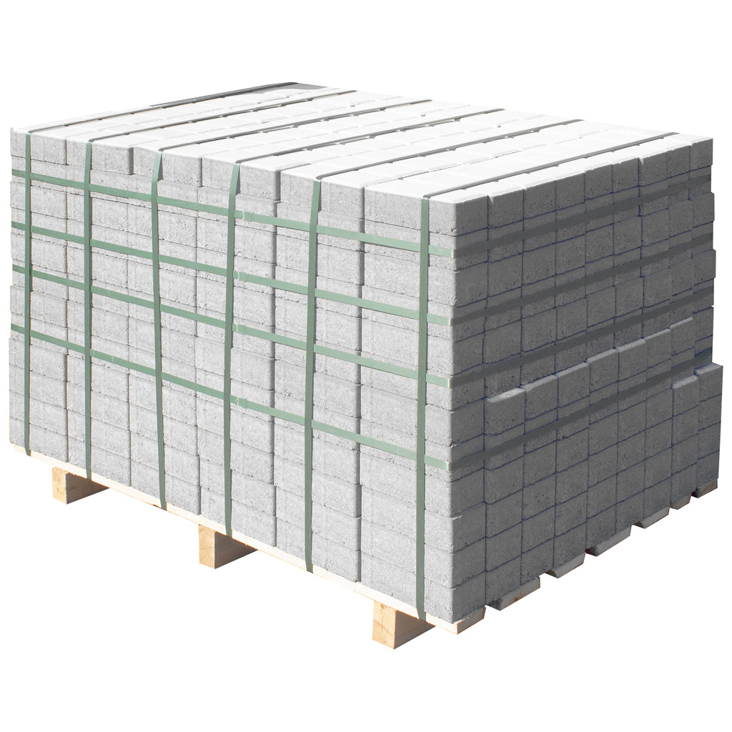 Плитка тротуарная прессованная "Брусчатка", Зенит Черноземье, 40х100х200мм, белая, 19.44м2/972шт.