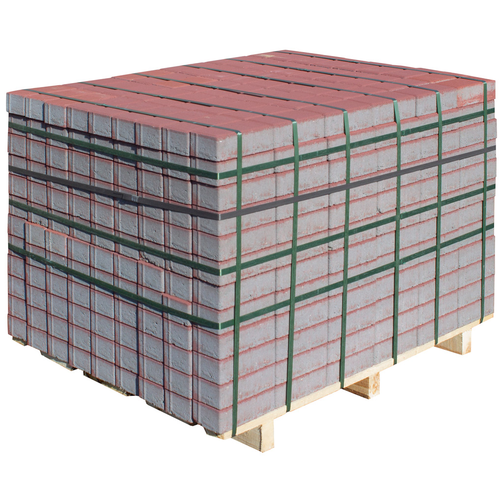 Плитка тротуарная прессованная "Брусчатка", Зенит Черноземье, 60х100х200мм, красная, 12.96м2/648шт.