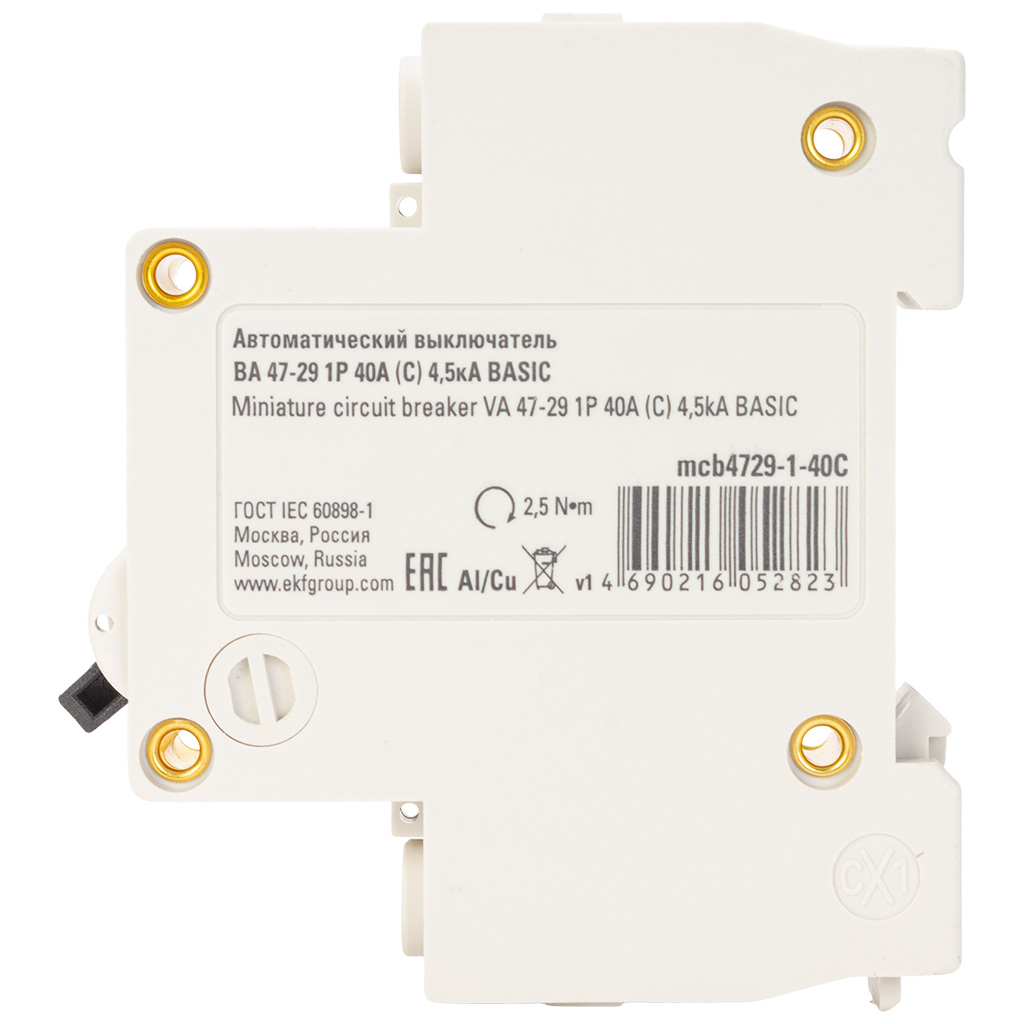 Выключатель автоматический ВА47-29 EKF, 1 полюсный, 40А С 4.5кА