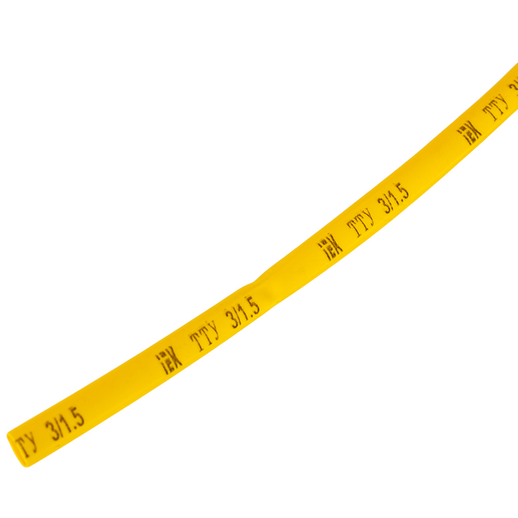 Термоусадочная трубка ИЭК ТТУ нг-LS, 3/1.5, желтая, 2м/уп.