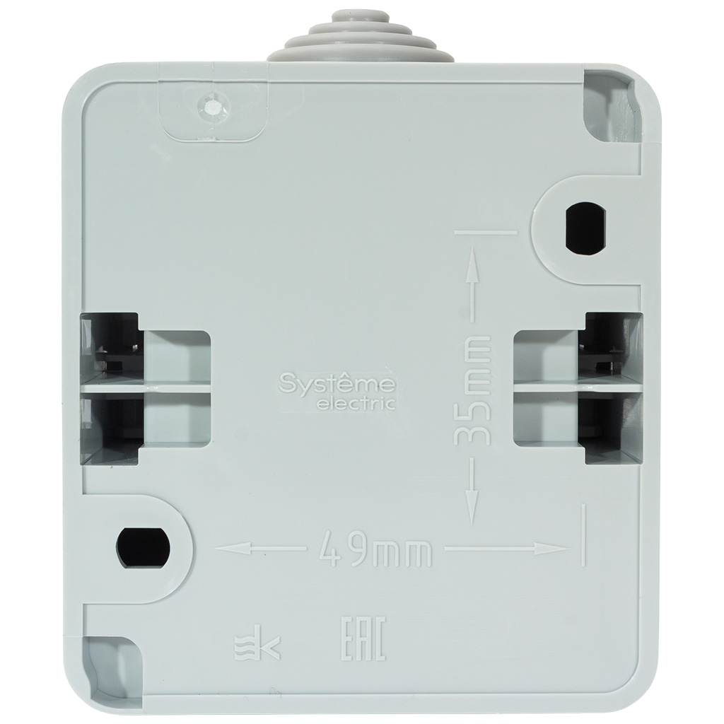 Розетка открытой проводки Systeme Electric Этюд, 1-местная, 16А, с заземлением, серая