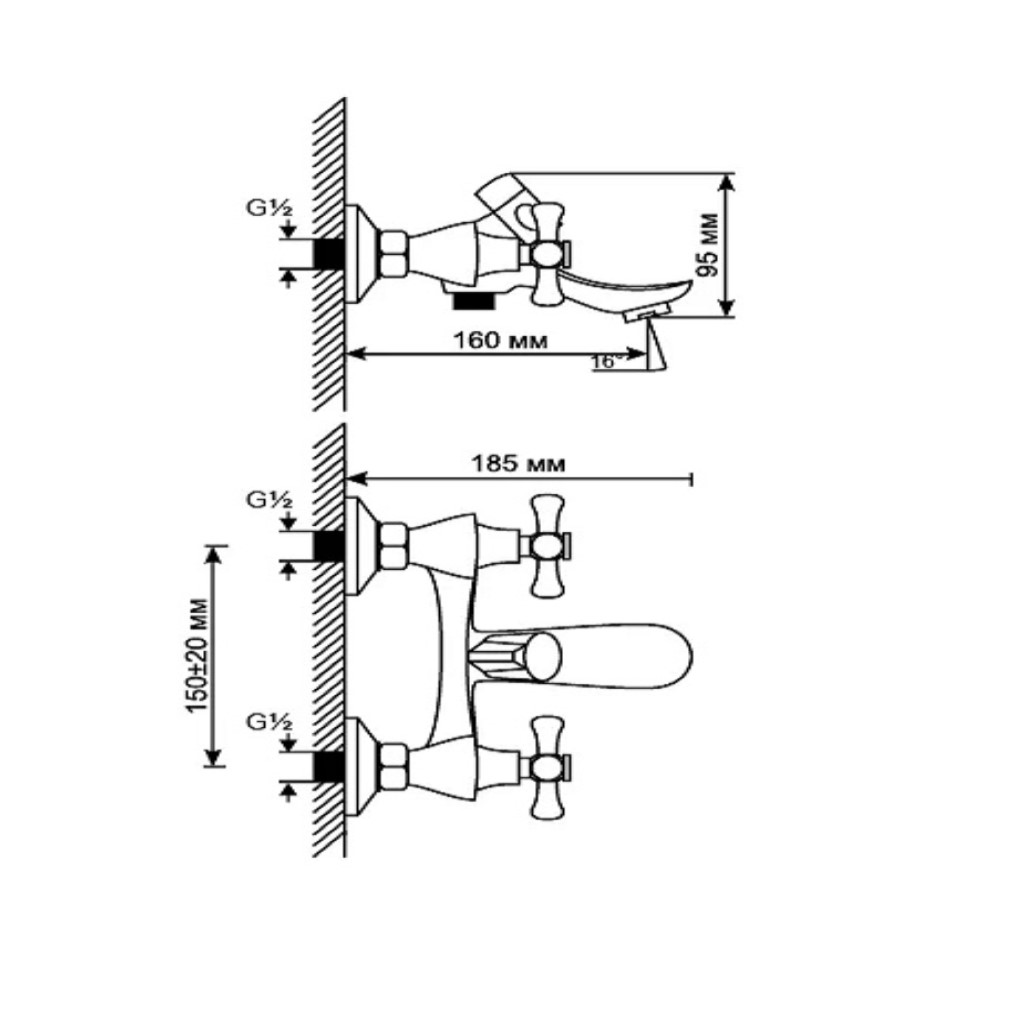 Смеситель для ванны Mixline ML10-01, хром