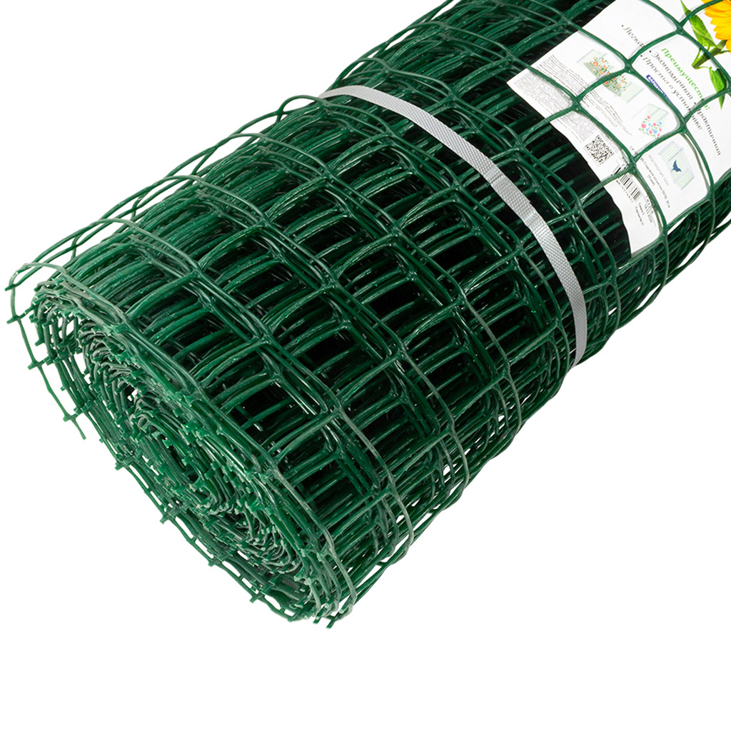 Сетка пластиковая заборная СР-50, ячейка 50х50мм, высота 1м, длина 20м, хаки