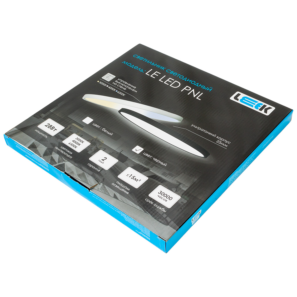 Светильник светодиодный Leek, 28Вт, 3000-6500К, IP40, черный