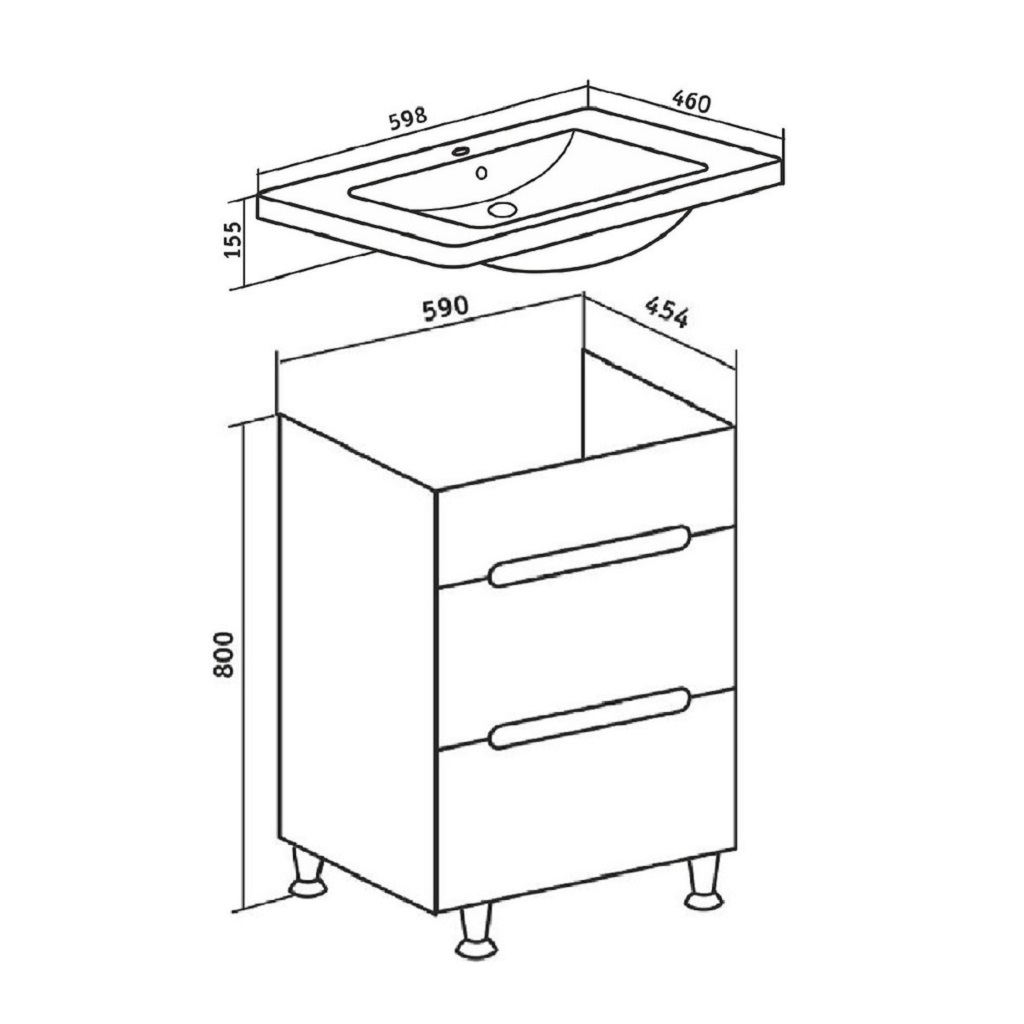 Тумба под раковину Парма 60, белая