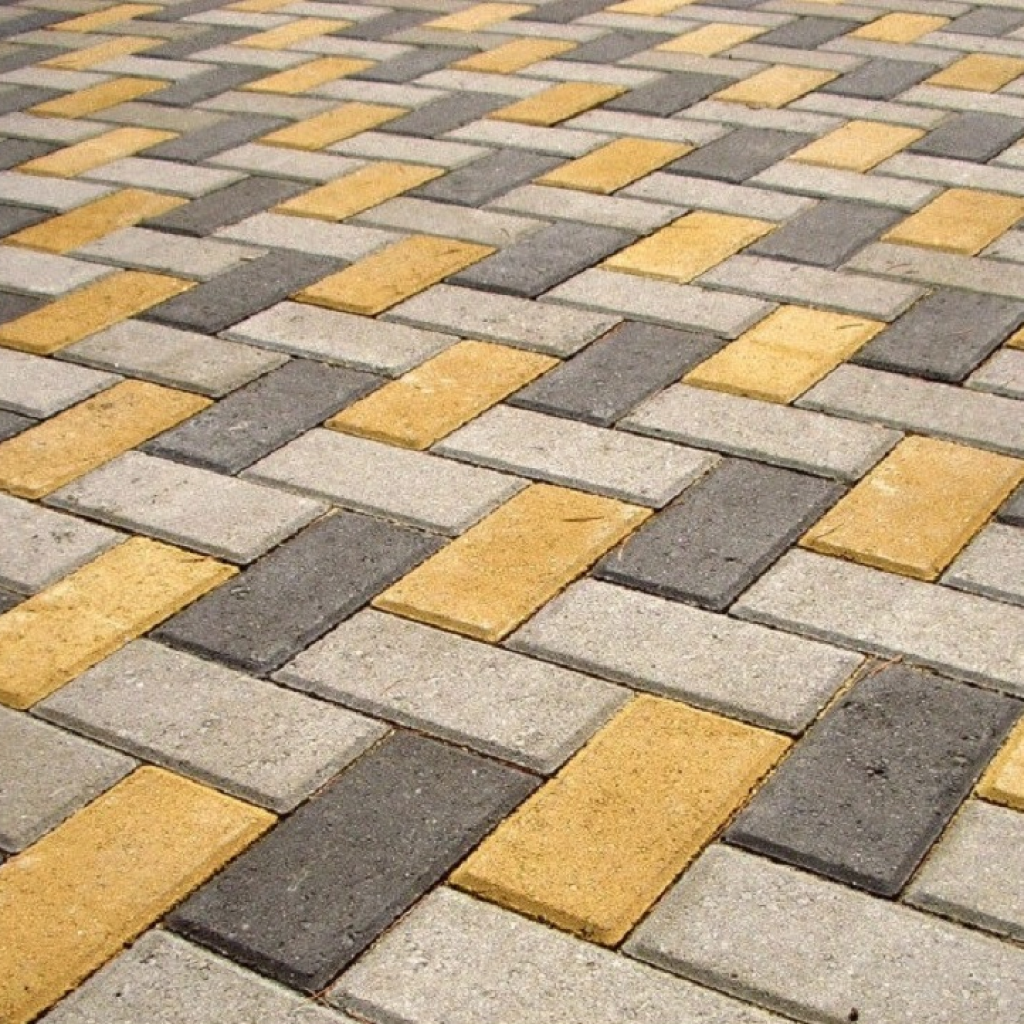 Плитка тротуарная прессованная "Брусчатка", ЯрСтрой, желтая, 60х100х200мм, послойно, 60шт/1.2м2