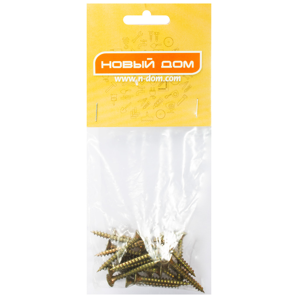 Шуруп универсальный, 5.0 х 40, желтый, 20 шт/упак