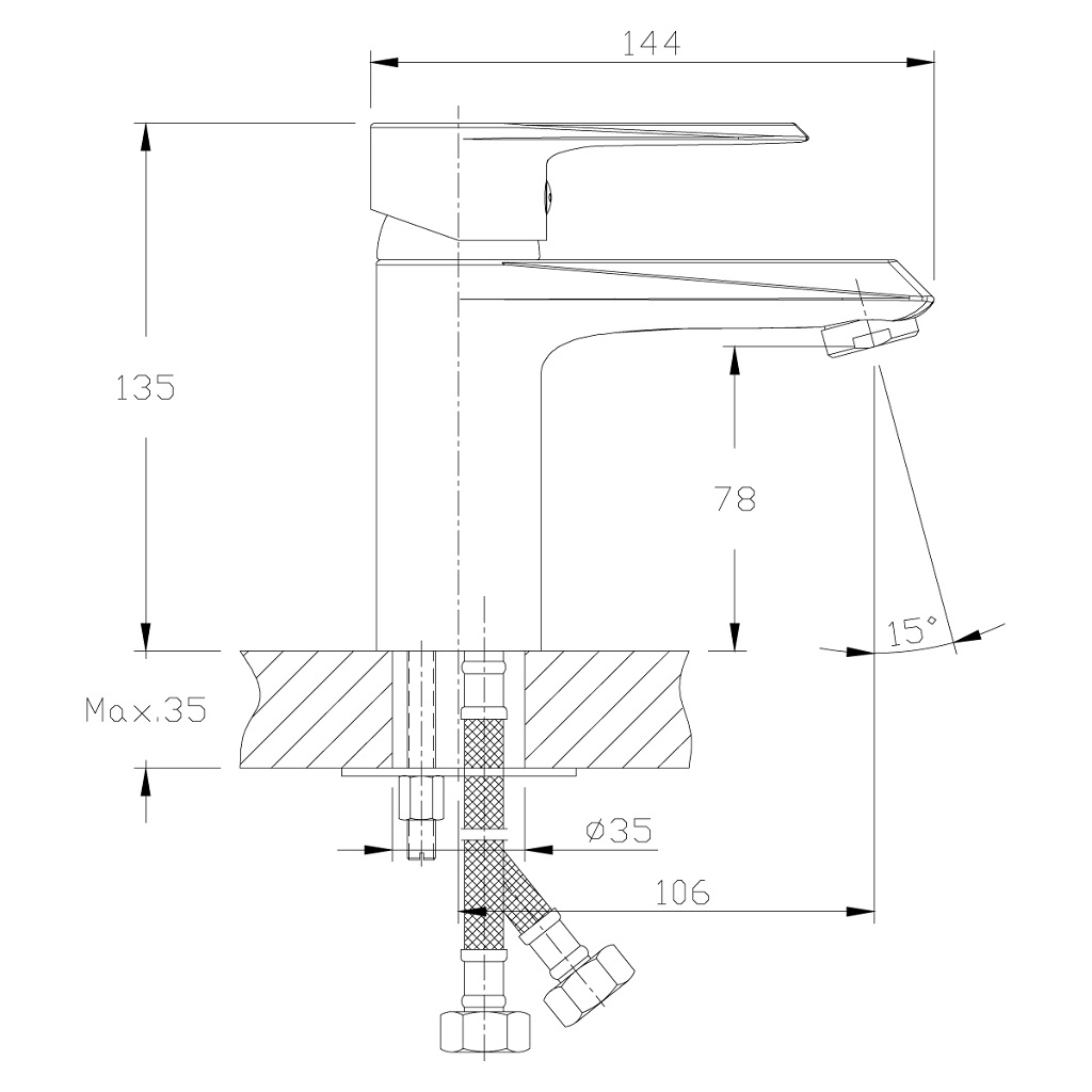 Смеситель Rossinka RS28-11, для умывальника