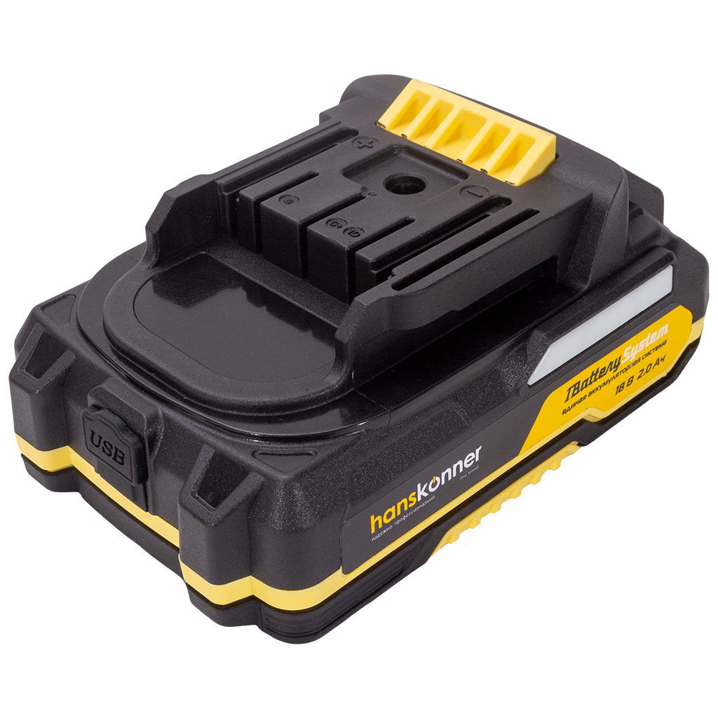 Дрель-шуруповерт Hanskonner аккумуляторная HCD2065BLIC, 1BatterySystem, 18В