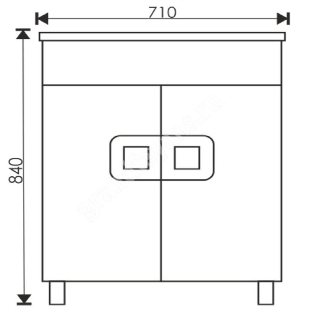 Тумба Braunsy 70 с умывальником Фостер 70/Como 70, белый шагрень