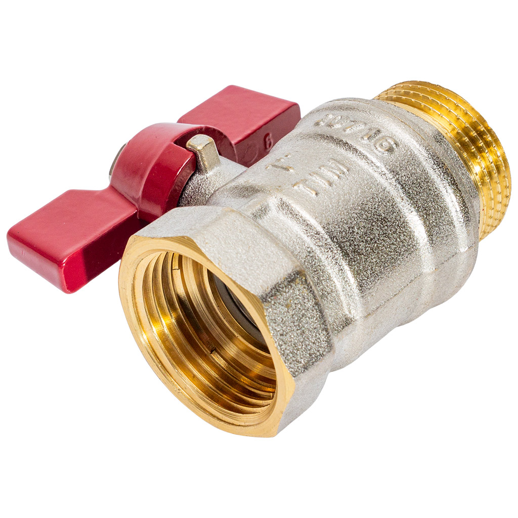 Кран шаровый для воды TIM, 1" г-ш, бабочка