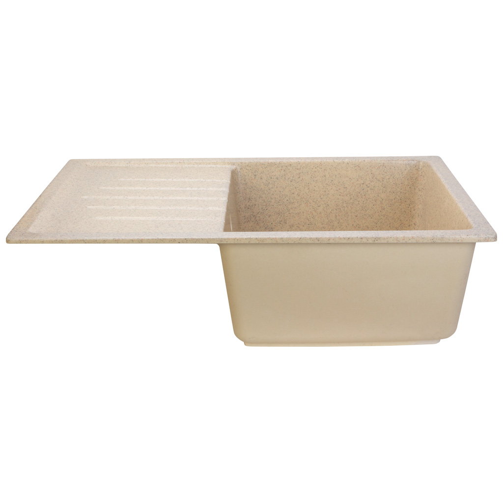 Мойка искусственный камень Ulgran, прямоугольная с крылом, 500х750х220мм, песочный