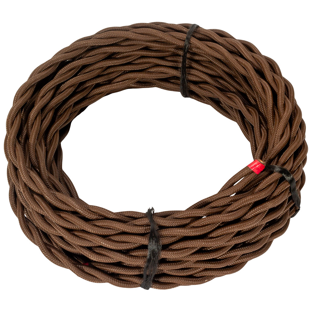 Провод витой RetroElectro 2x2.5мм, коричневый, плетеный, 20м