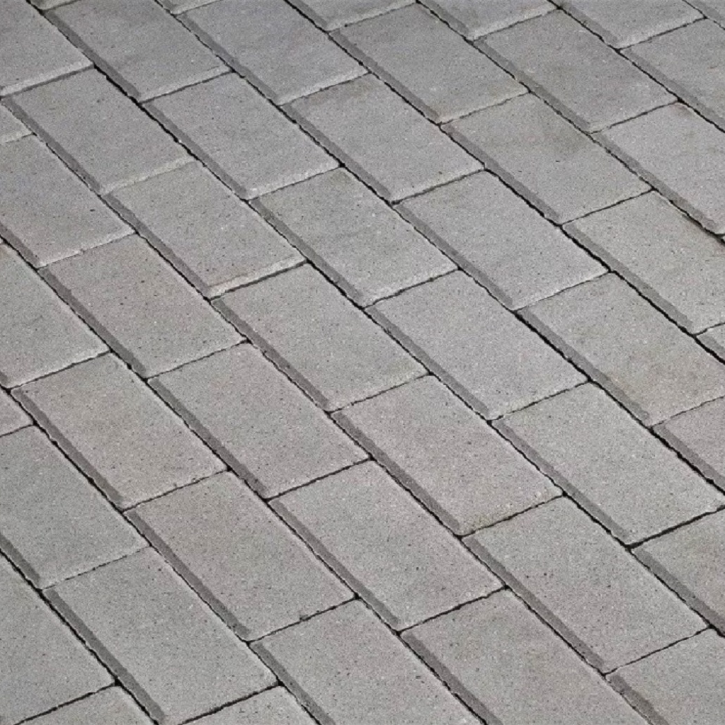 Плитка тротуарная прессованная "Брусчатка", Зенит Черноземье, серая, 40х100х200мм, послойно, 54шт/1.08м2