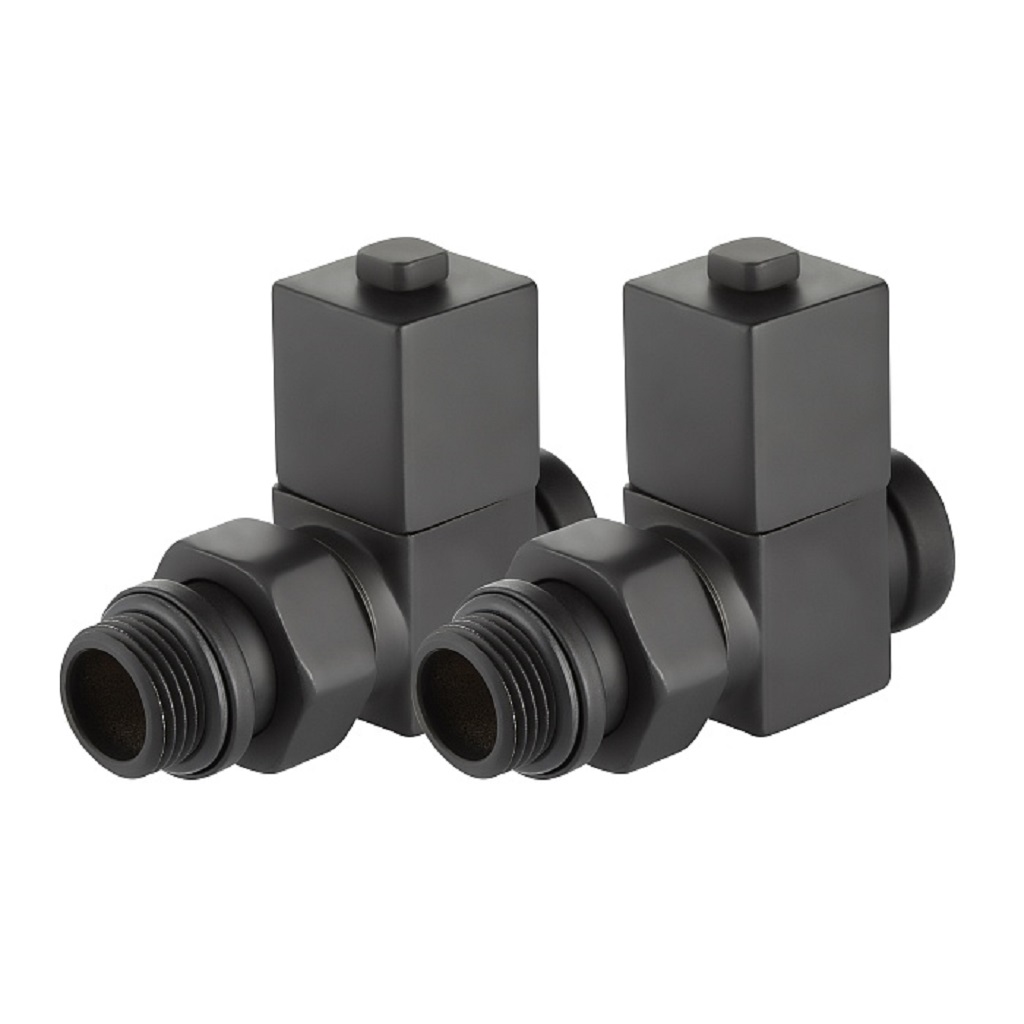 Набор дизайн-вентелей Royal Thermo Cube, черный, прямой, 1/2