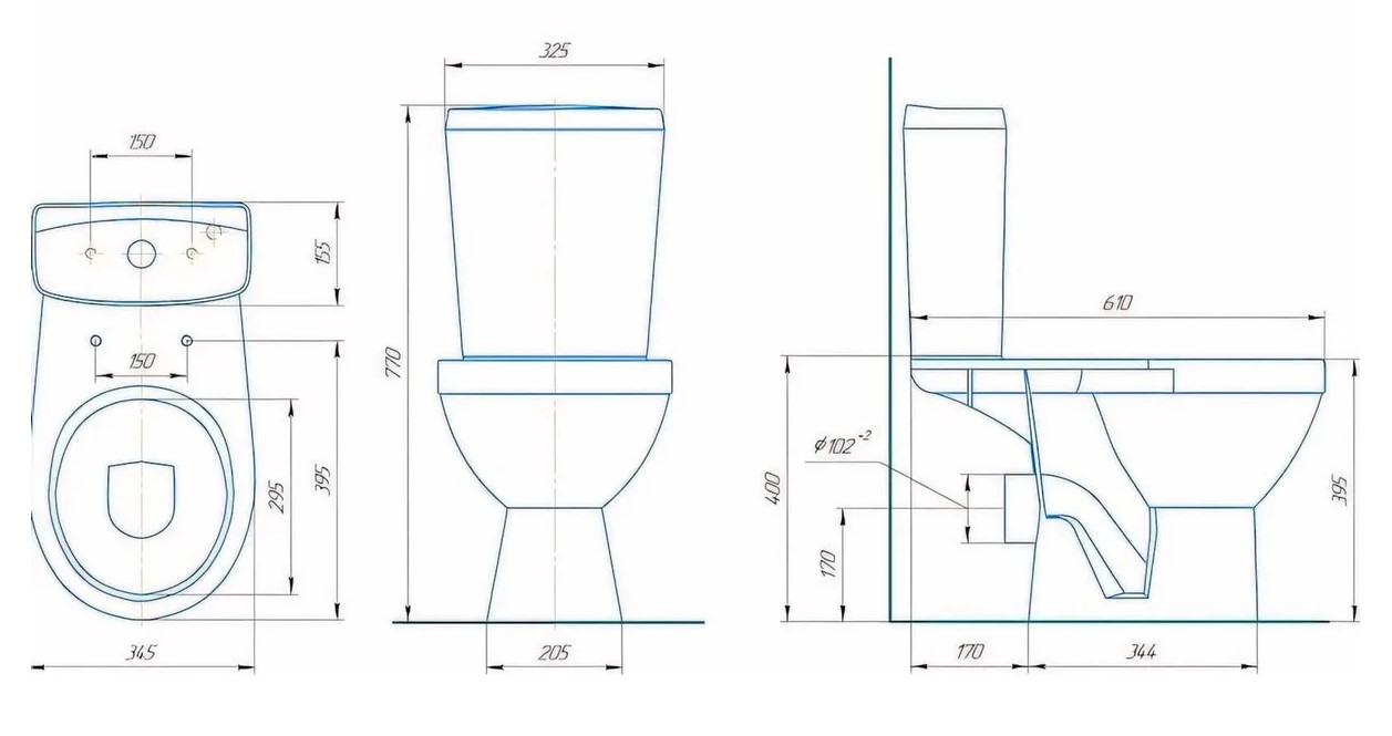 Унитаз-компакт Rosa Рио, нижняя подводка, выпуск горизонтальный