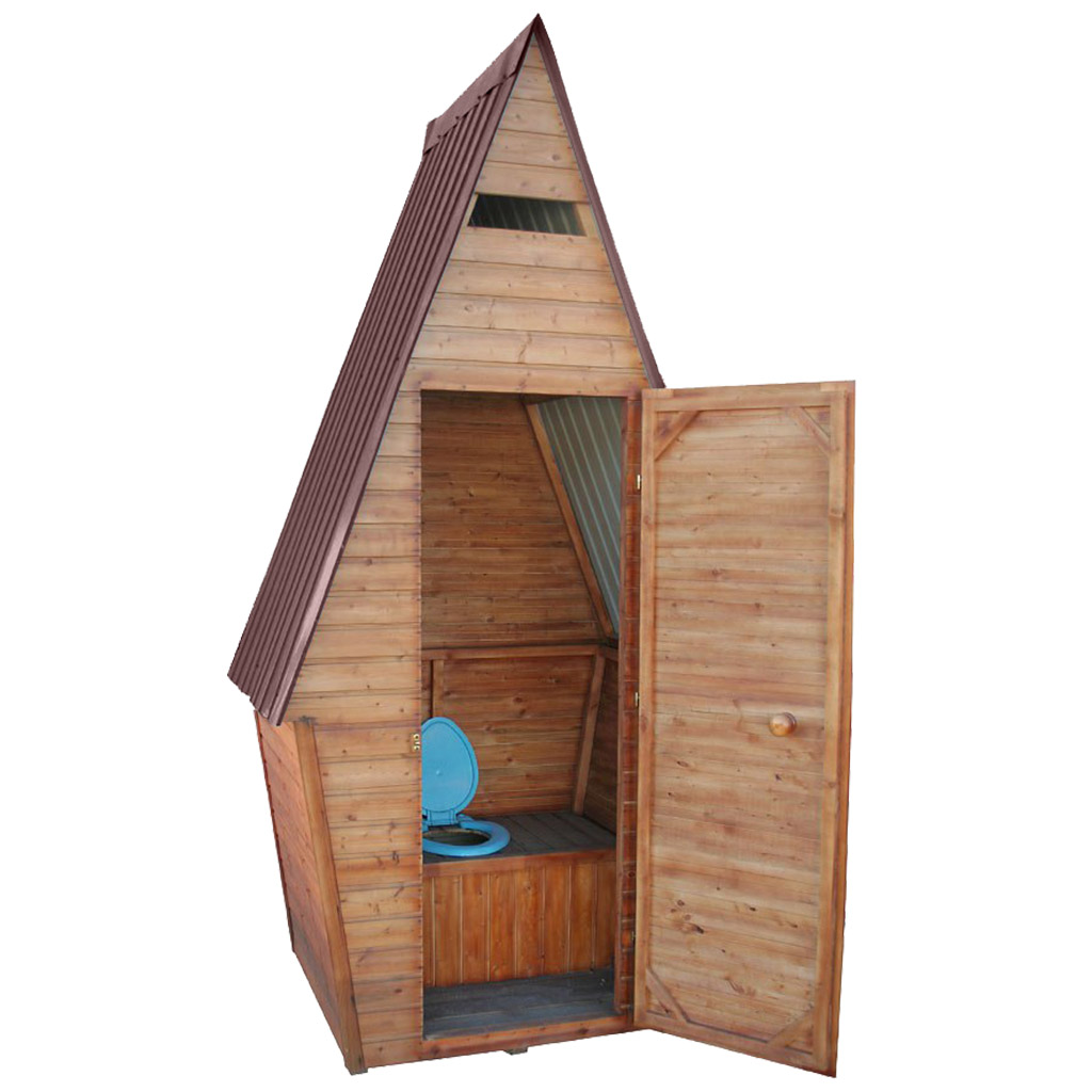 Туалет деревянный двухскатный "Домик" со стульчаком, вагонка, коричневый
