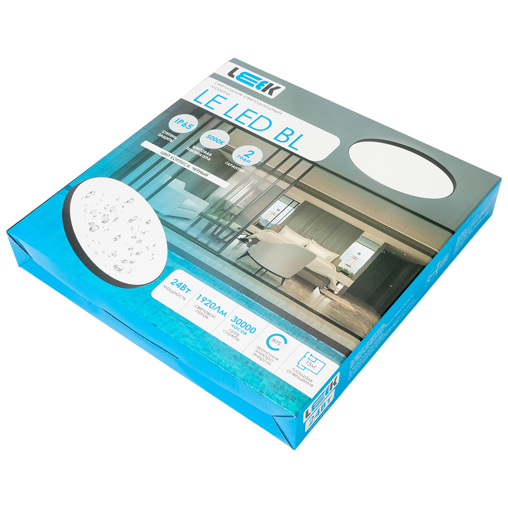 Светильник светодиодный Leek, 24Вт, 5000K, IP65, черный