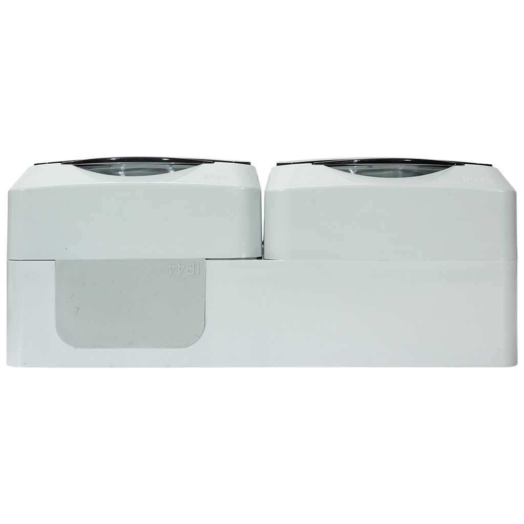 Розетка открытой проводки Systeme Electric Этюд, 2-местная, 16А, с заземлением, серая.