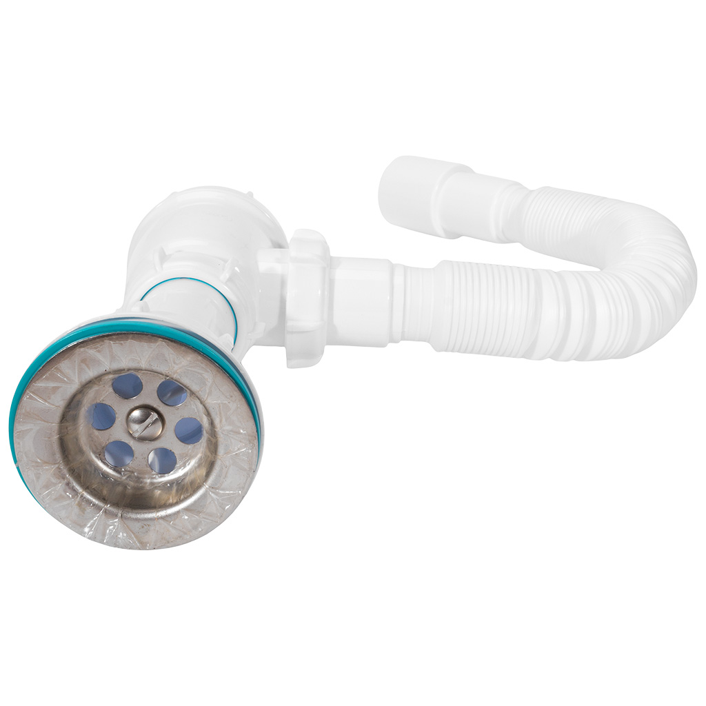 Сифон для мойки Aquant B0115-30-MR, выход гибкая труба, 1 1/2" х D40-50мм, L700мм, для кухни