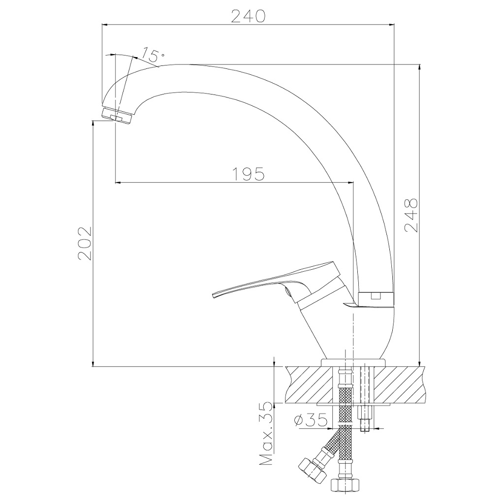 Смеситель Rossinka B35-25, для кухни