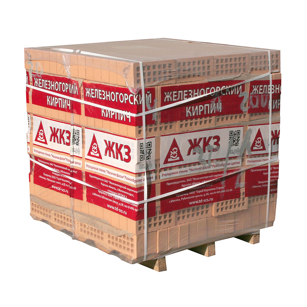 Кирпич лицевой керамический Железногорский, солома, гладкий, 1,0НФ, М175-200, (480шт, упаковка)