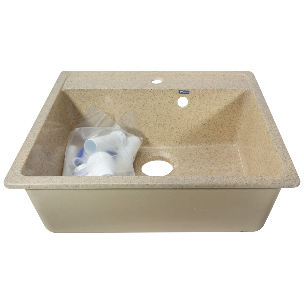 Мойка искусственный камень Ulgran, квадратная, 500х560х200мм, песочный