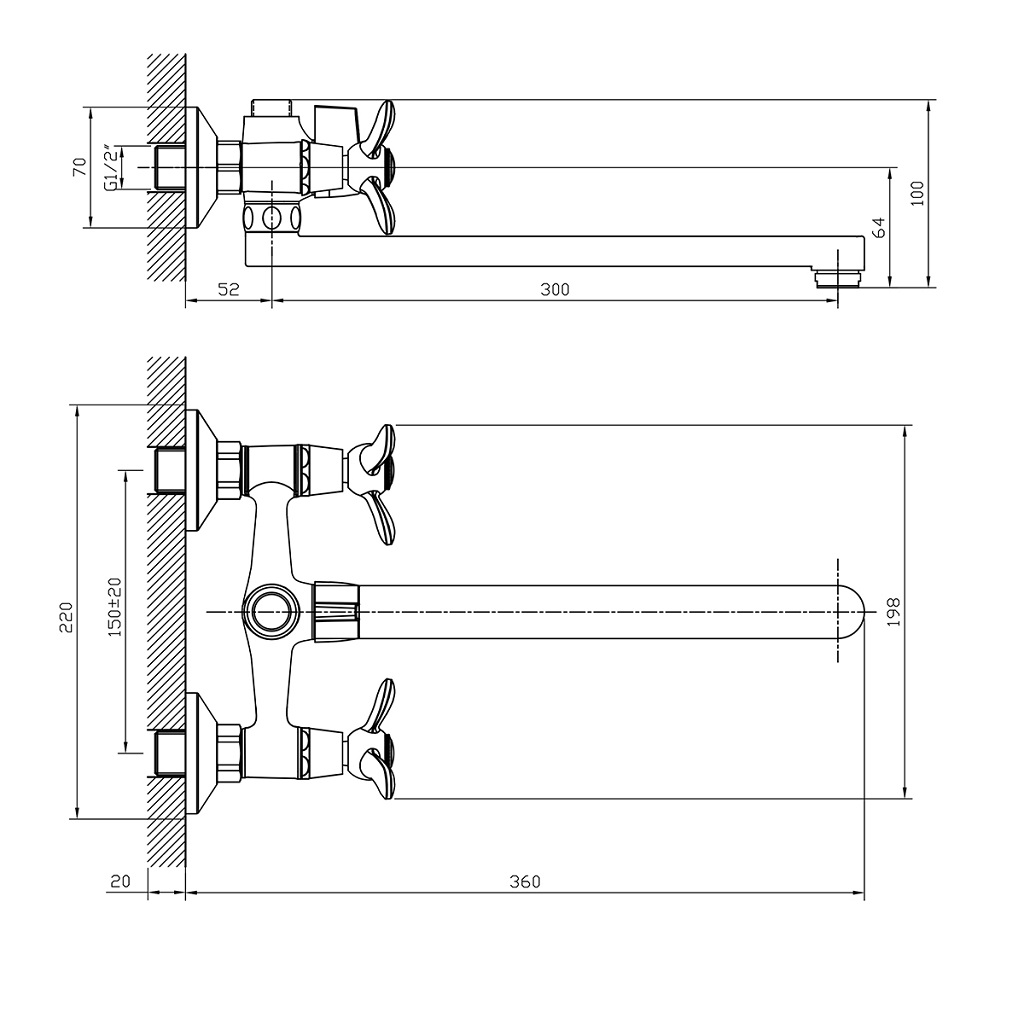 Смеситель Rossinka Q02-80, для ванны