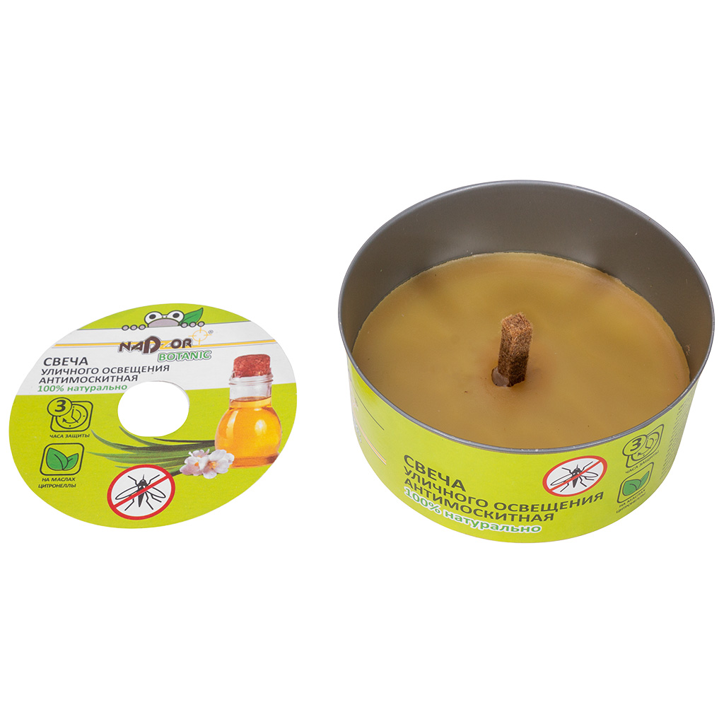 Свеча антимоскитная Nadzor Botanic SVCH00, на эфирных маслах, уличная