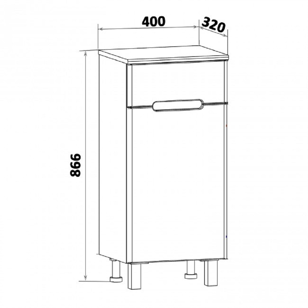 Полупенал Парма 40, белый, правый