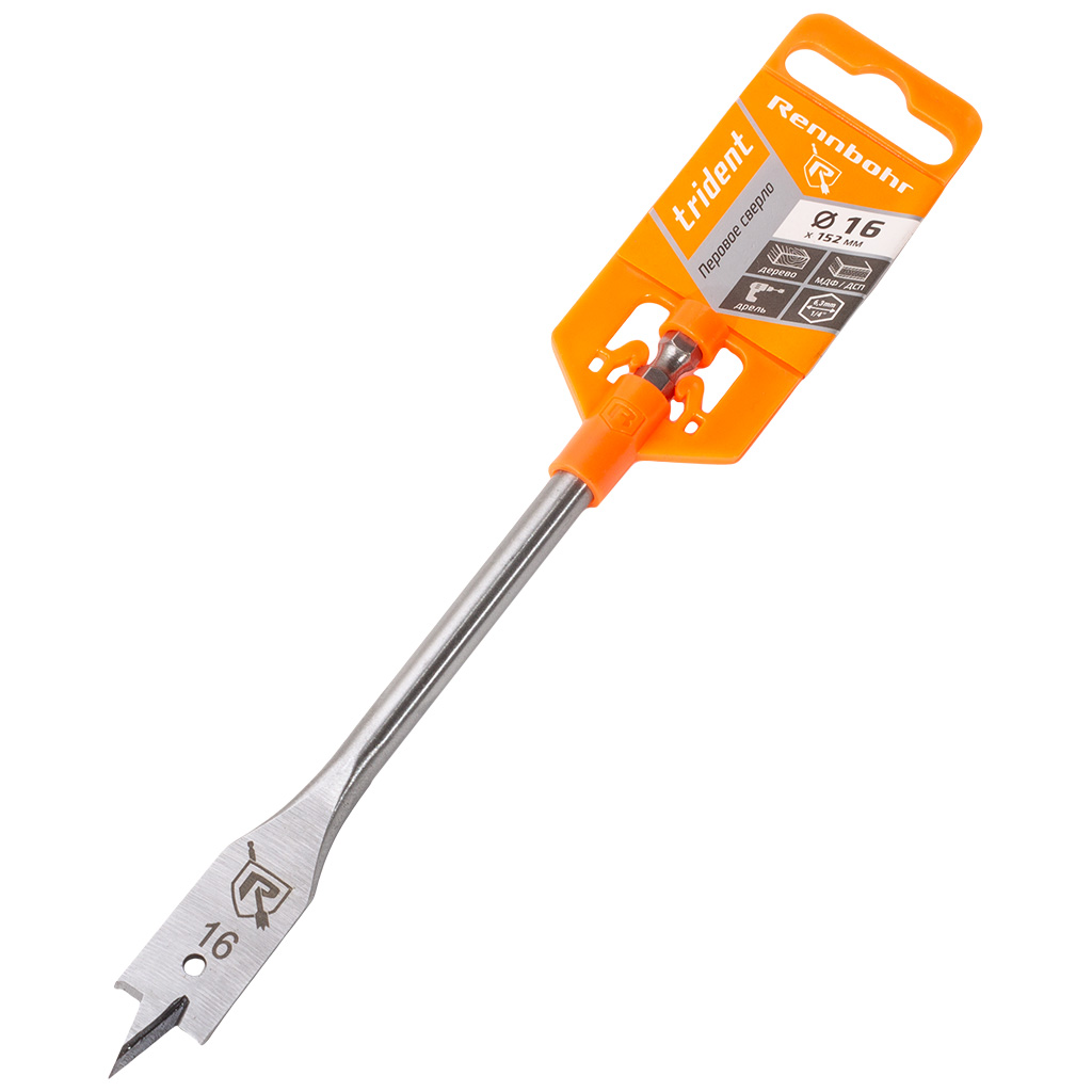 Сверло по дереву Rennbohr, перовое, 16х152мм