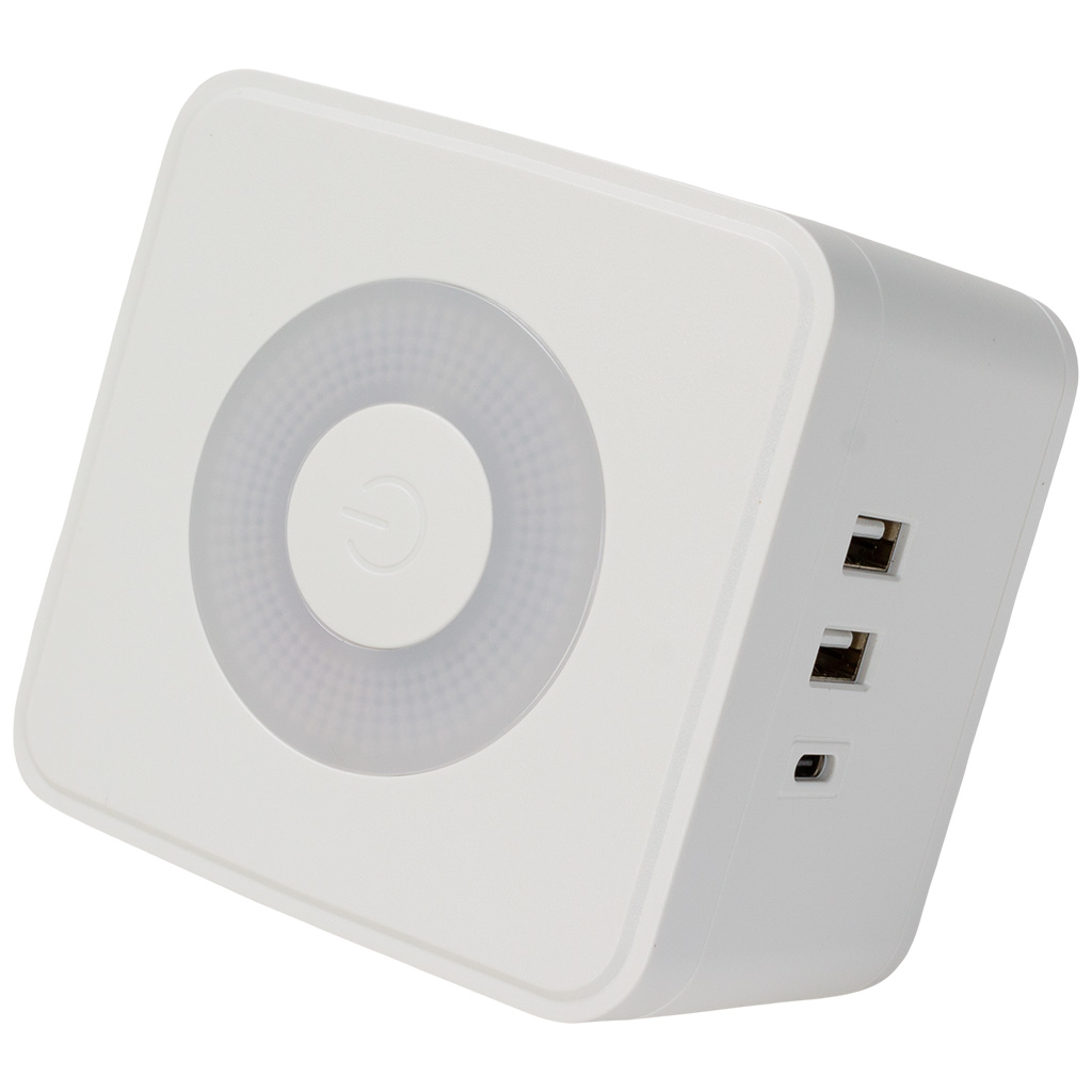 Разветвитель Куб EKF, 2 гнезда+2 USB, с заземлением, 16А, белый