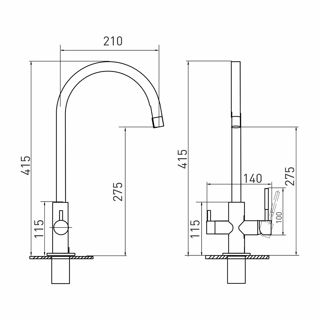 Смеситель для кухни Mixline MLSS-0326G, с фильтром для питьевой воды, золото