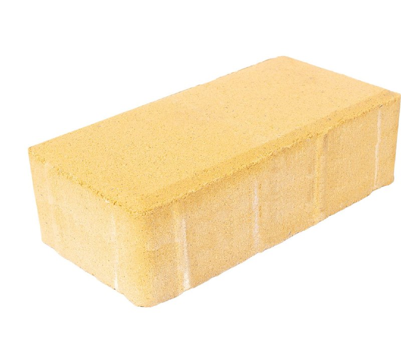 Плитка тротуарная прессованная "Брусчатка", ВКСМ, 60х100х200мм, желтая, 12м2/600шт.