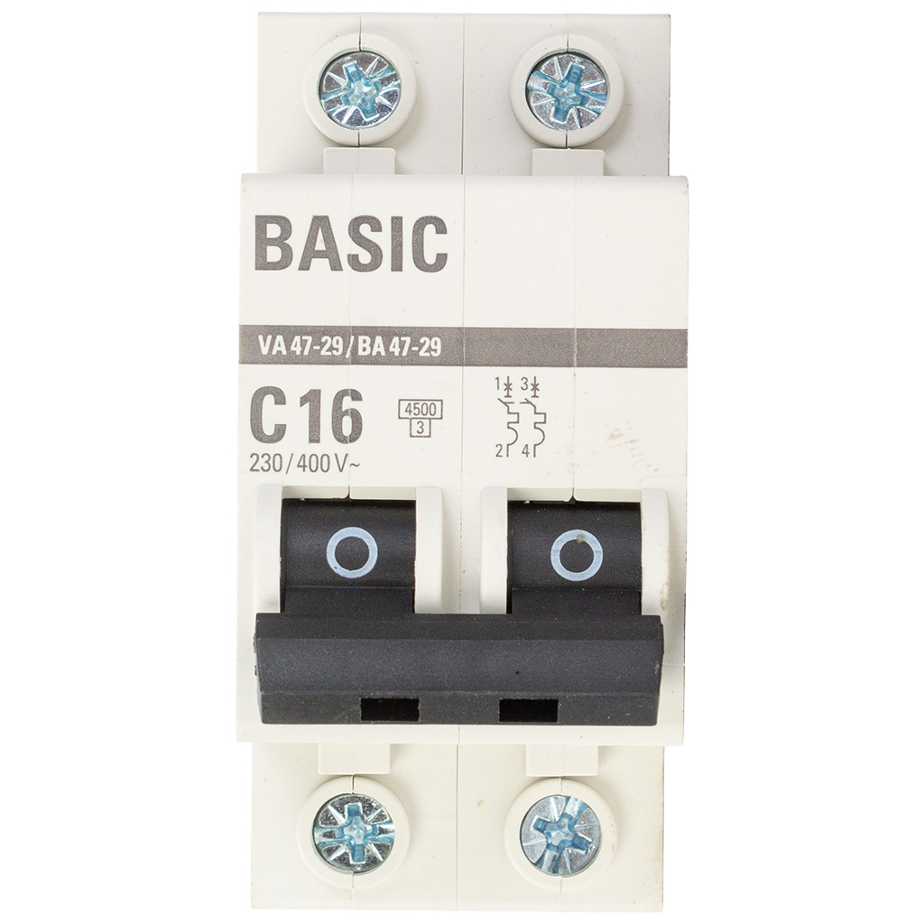 Выключатель автоматический ВА47-29 EKF, 2 полюсный, 16А С 4.5кА