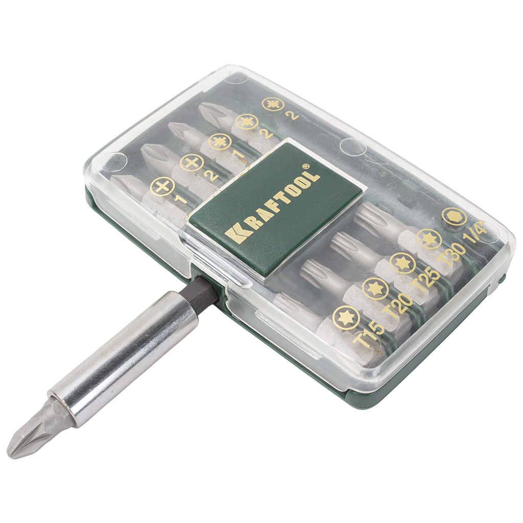 Набор бит Kraftool Compact-10, 10 предметов с магнитным адаптером