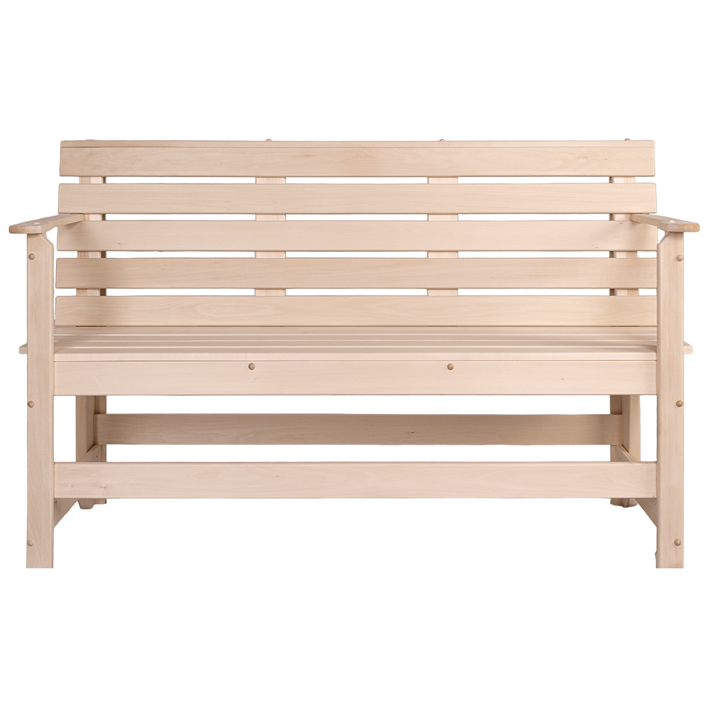 Скамья с подлокотниками, липа, 1400мм х 870мм х 550мм