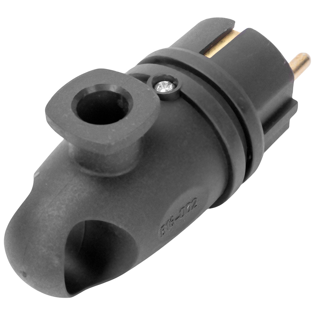 Вилка электрическая угловая Витебск, 16А, с заземлением, черная