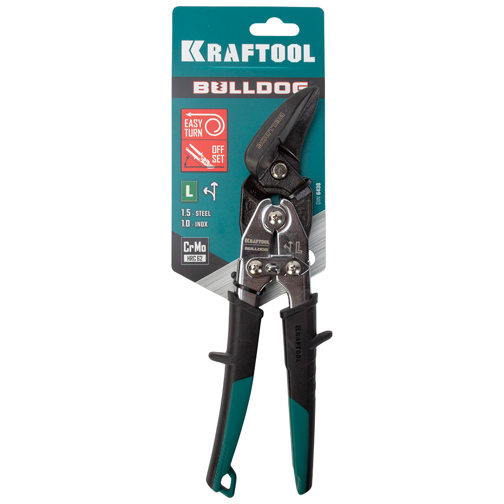 Ножницы по металлу Kraftool Bulldog, левый рез усиленные 260мм