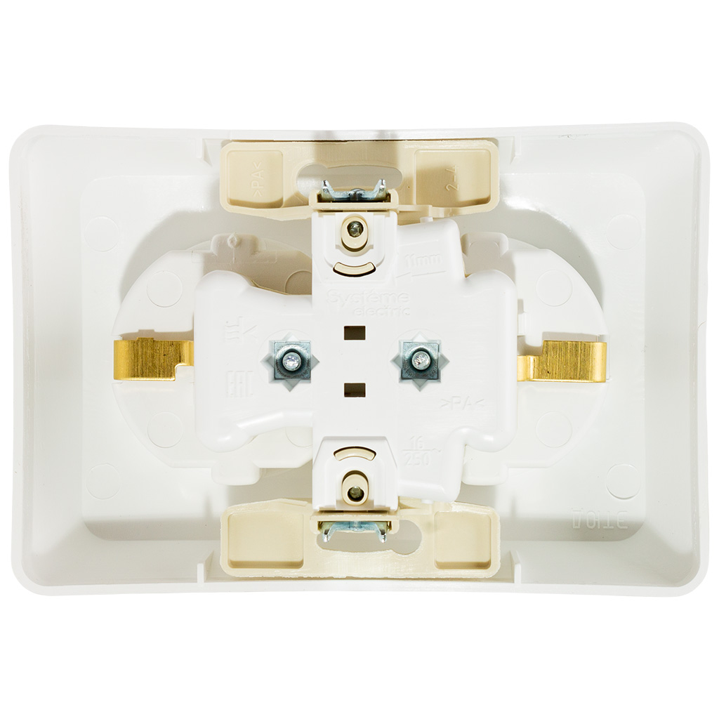 Розетка скрытой проводки Systeme Electric Этюд, 2-местная, с заземлением, белая