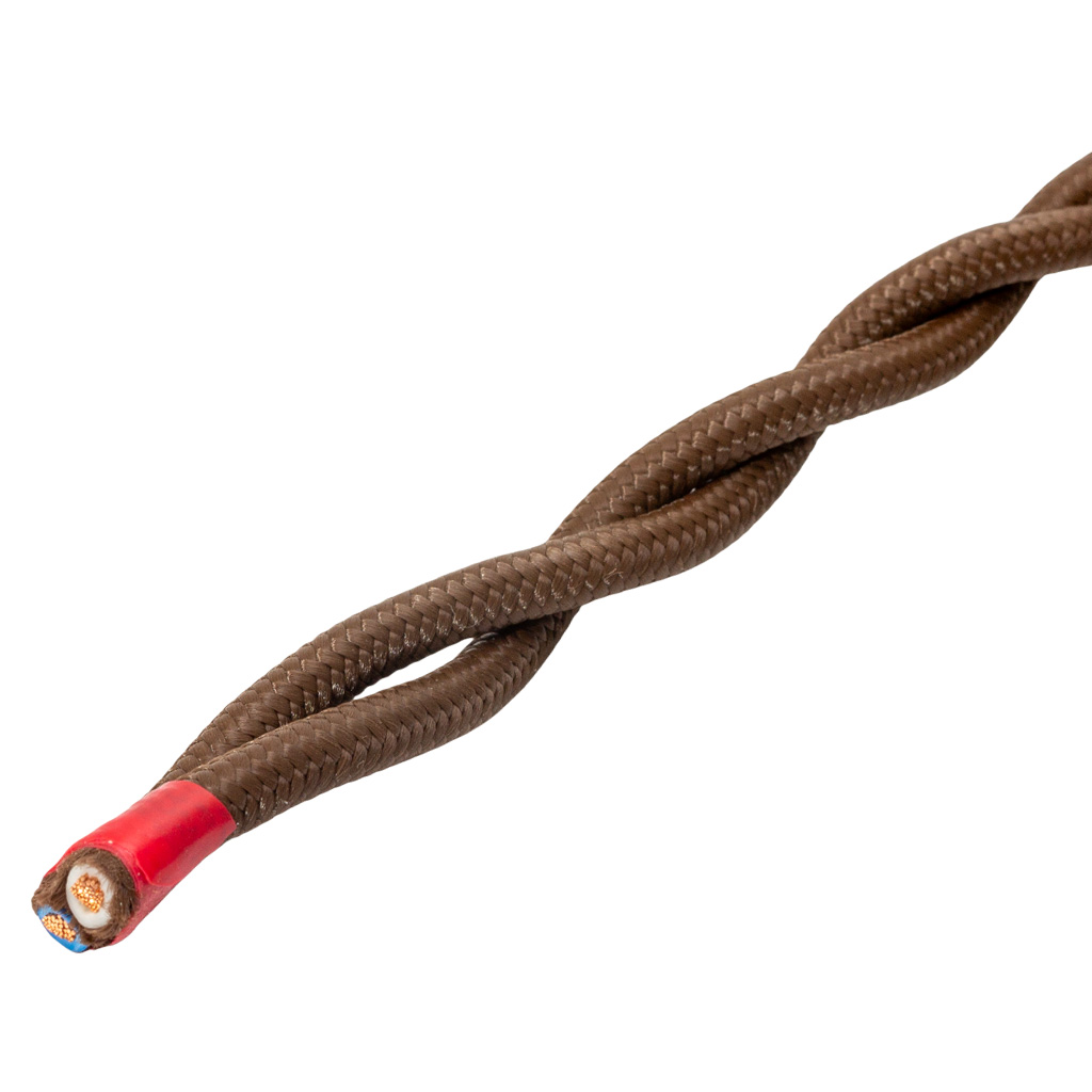 Провод витой Ретро Bironi 2x2.5мм, коричневый, плетеный, 10м