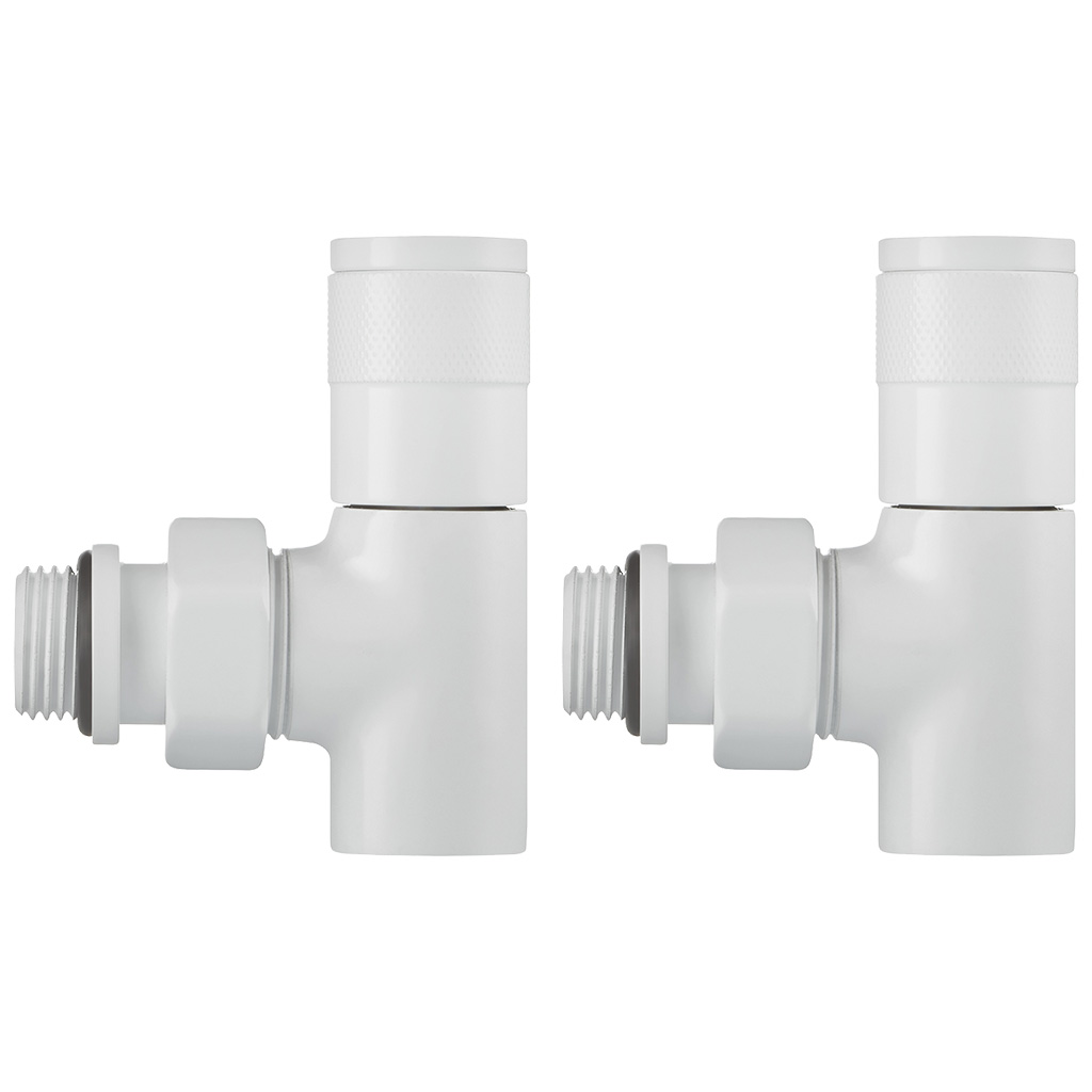 Набор дизайн-вентелей Royal Thermo Piano, белый, угловой, 1/2