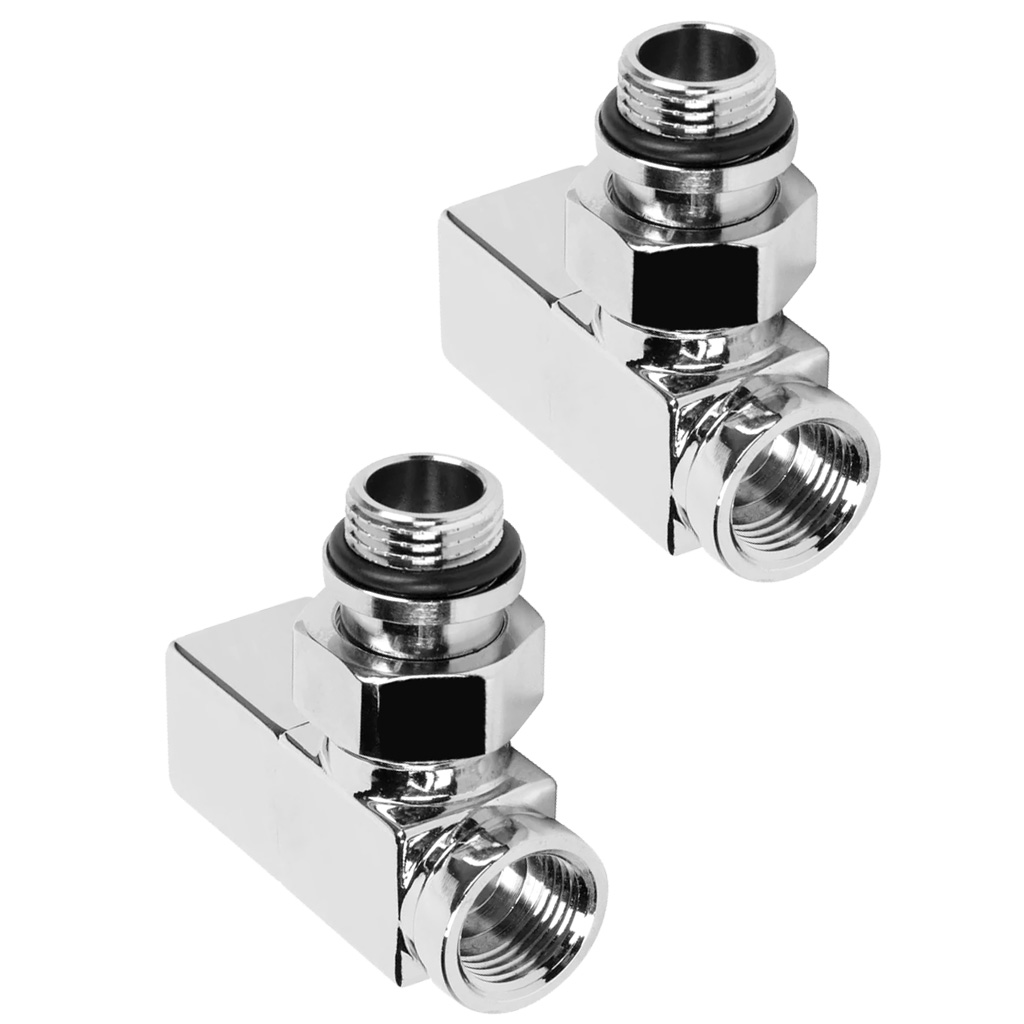 Набор дизайн-вентелей Royal Thermo Cube, хром, угловой, 1/2