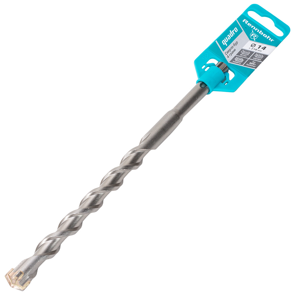 Бур по бетону Rennbohr Quadro, для перфоратора SDS-Plus, 14х140х210мм, 4 грани